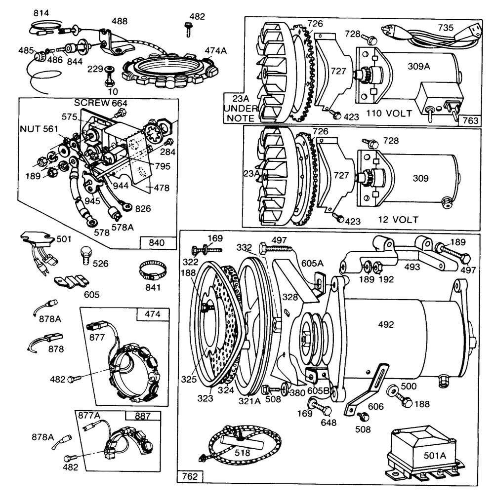 Electric Starters Diagram and Parts List for 170402-1790-XX  Briggs and Stratton Engine